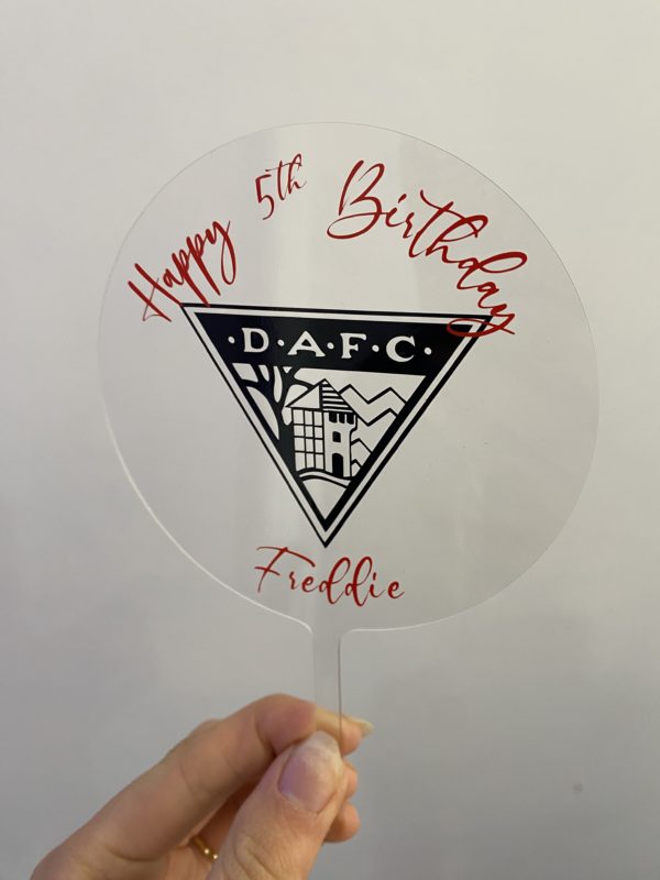 Acrylic cake topper dafc fc football