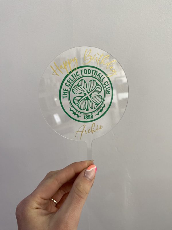 Acrylic topper cake football Celtic fc